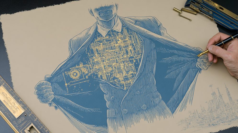 Illustration: A figure in a traditional business suit.