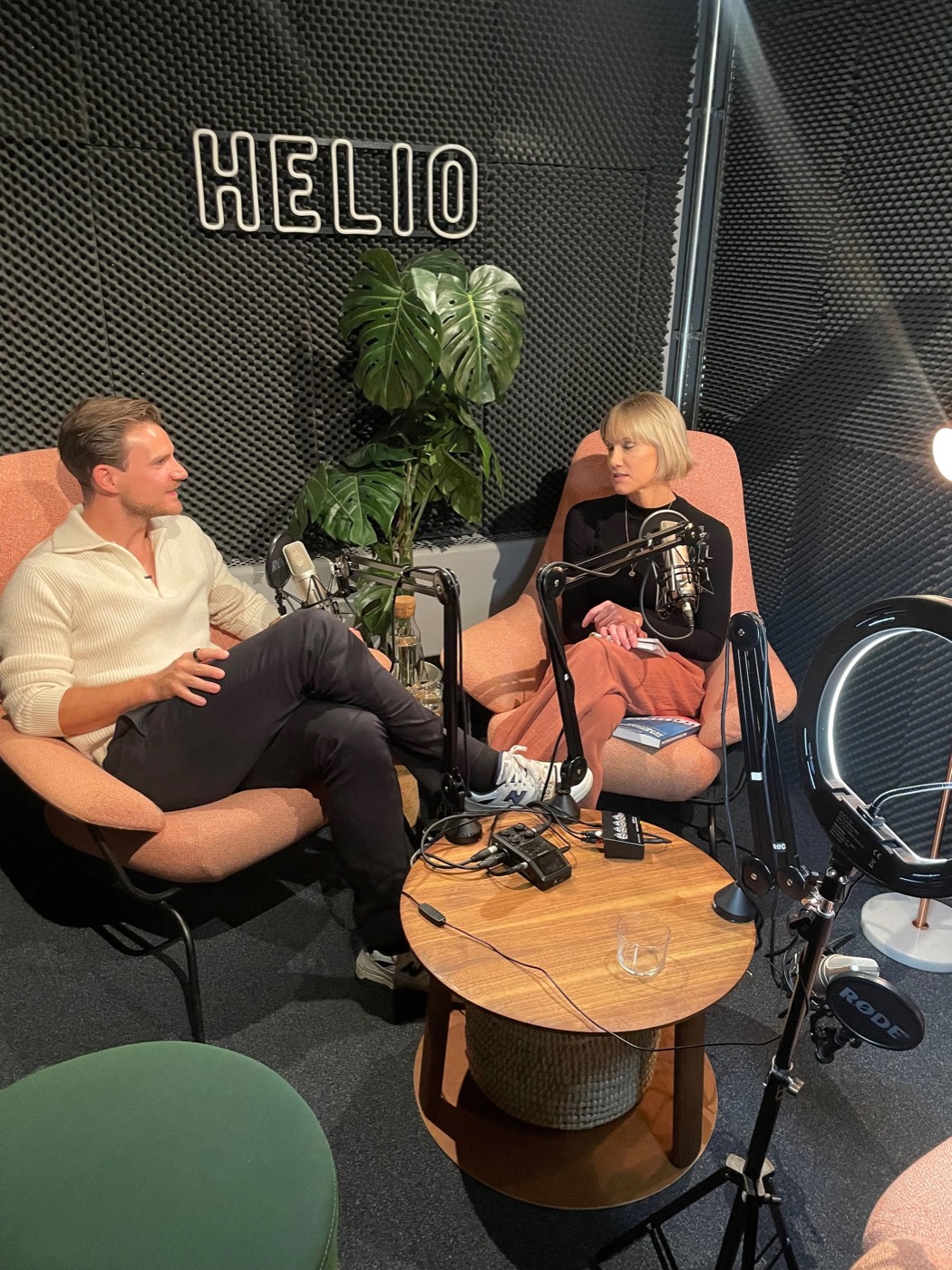 Johan Grönstedt recording a ThinkRoom conversation with a guest in the studio